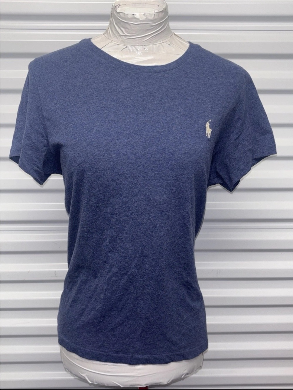 Polo Ralph Lauren Heathered Blue S/S Tee Shirt Embroidered Pony Woman’s SZ.L